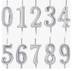 Silver number candles